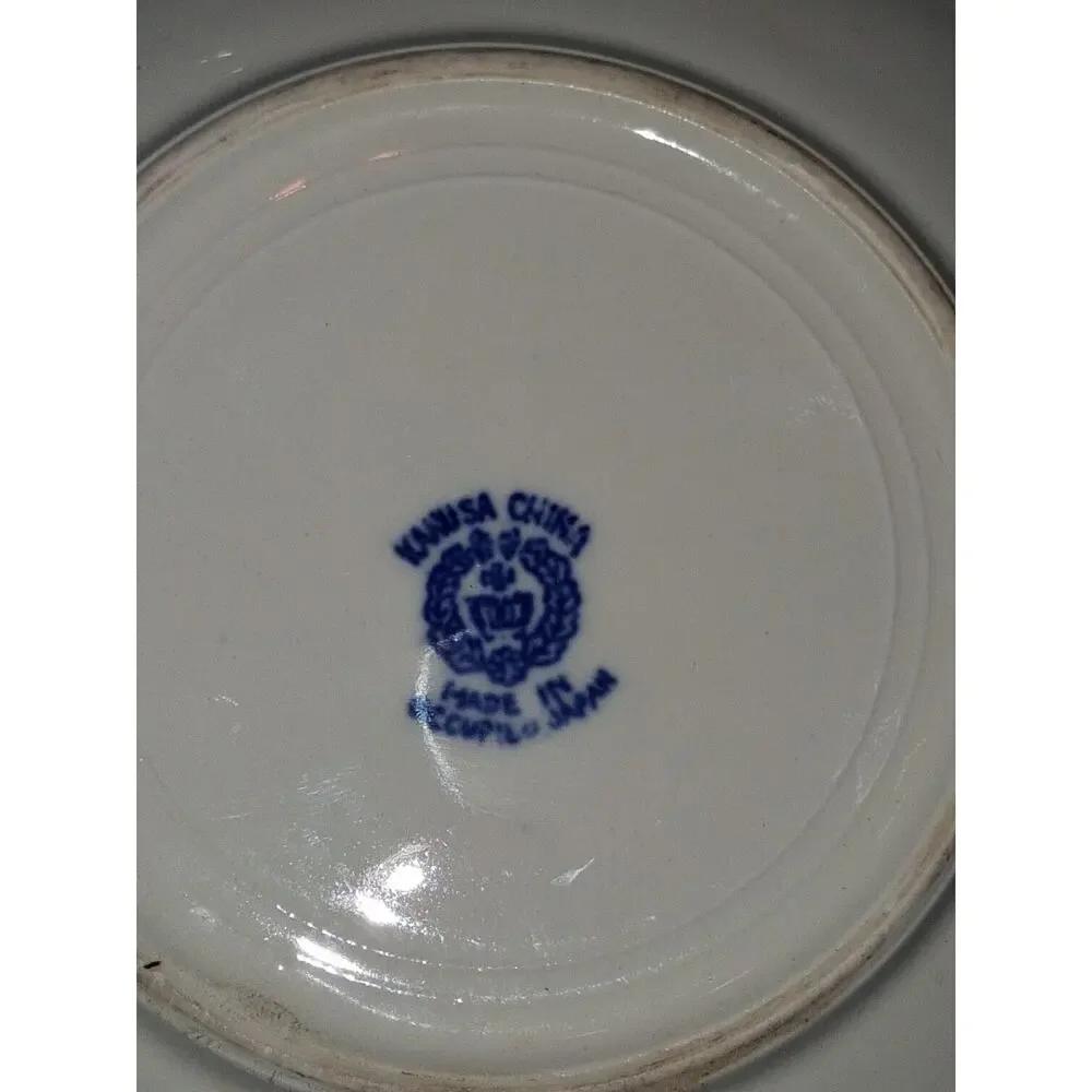 Vintage Flow Blue Willow Ware Butter Pat dish Made In Occupied Japan 5.5 in.